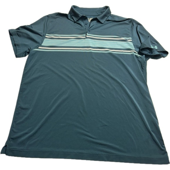 Under Armour Other - Under Armour Heat Gear Polo Shirt Men 2XL Golf Loose Fit Stretch Teal Green Logo